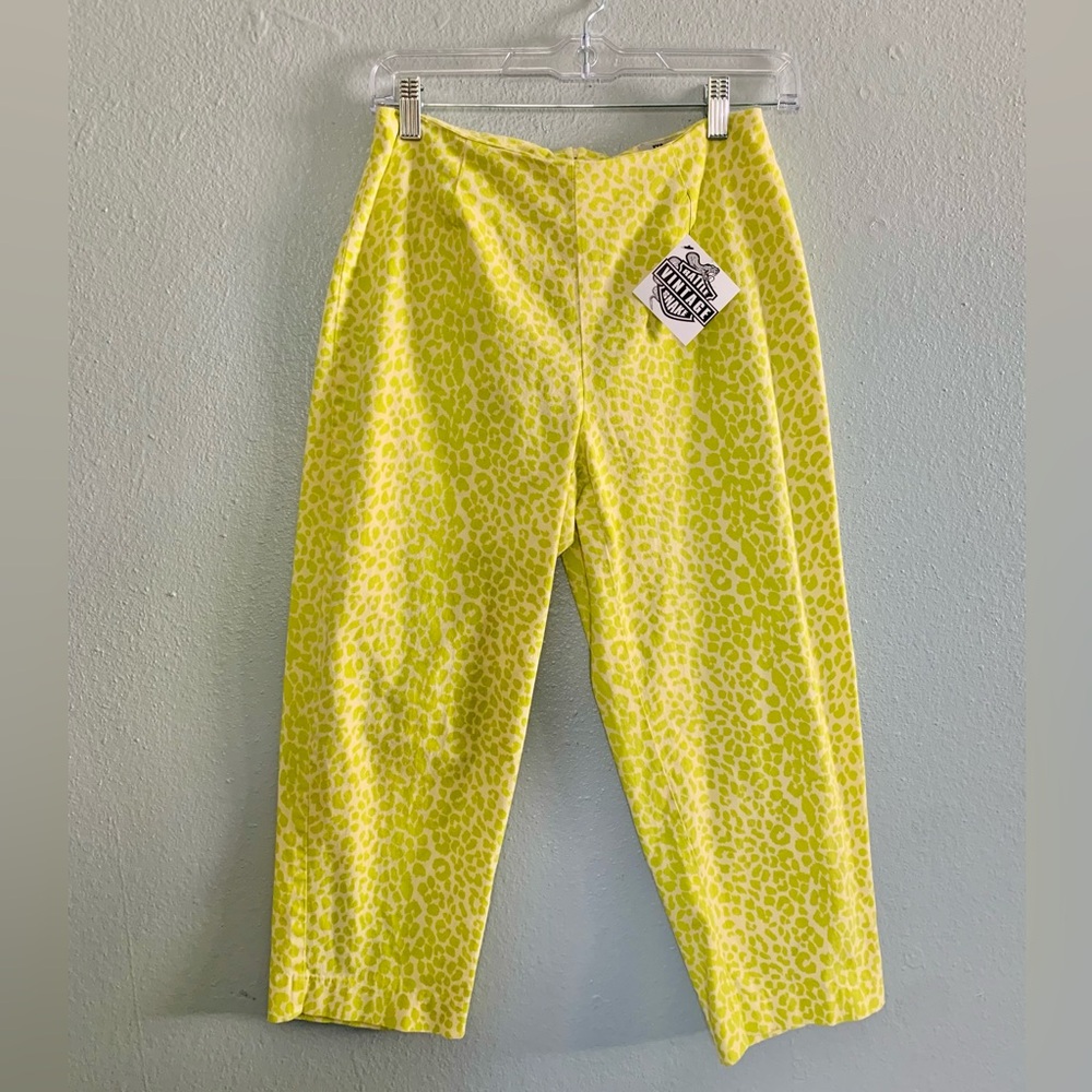 Bright Yellow Leopard Print Capri Pants